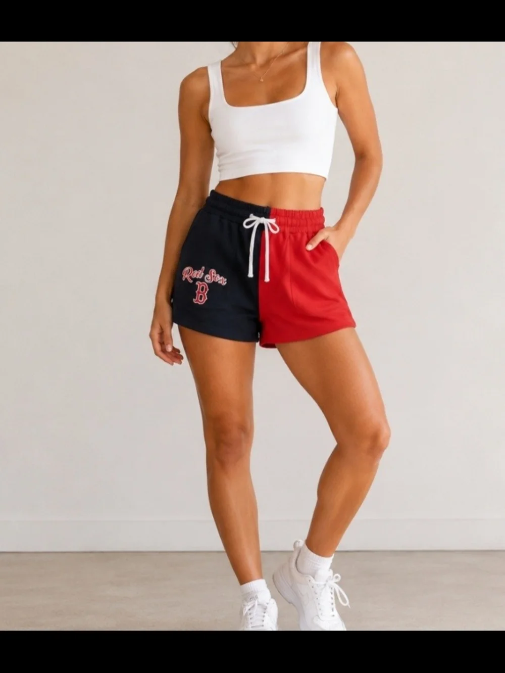 Genuine Merchandise Women’s Boston Red Sox Two-Tone Navy and Red Shorts